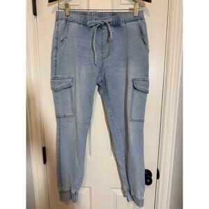 Almost Famous Denim Joggers L Light Wash Cargo Jeans Streetwear Y2K Casual